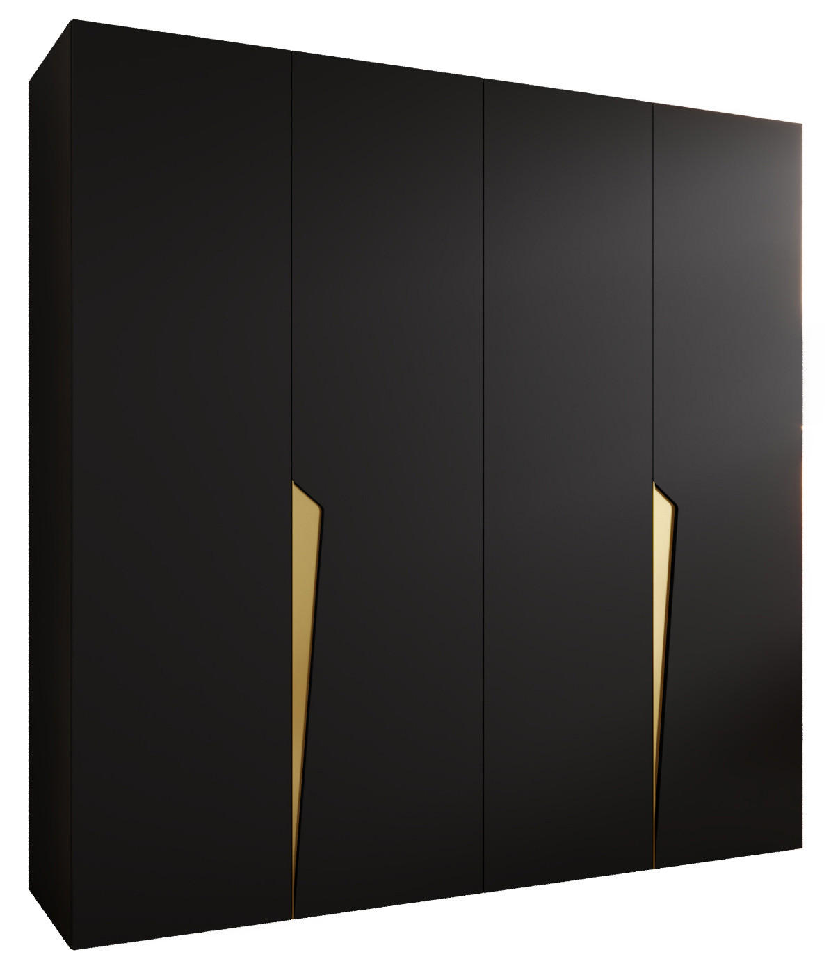 DREHTÜRENSCHRANK 202/200/52 4-türig - Goldfarben/Schwarz, Holz/Metall (200/202/52cm) - Abiks Möbel