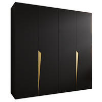 DREHTÜRENSCHRANK 202/200/52 4-türig - Goldfarben/Schwarz, Holz/Metall (200/202/52cm) - Abiks Möbel