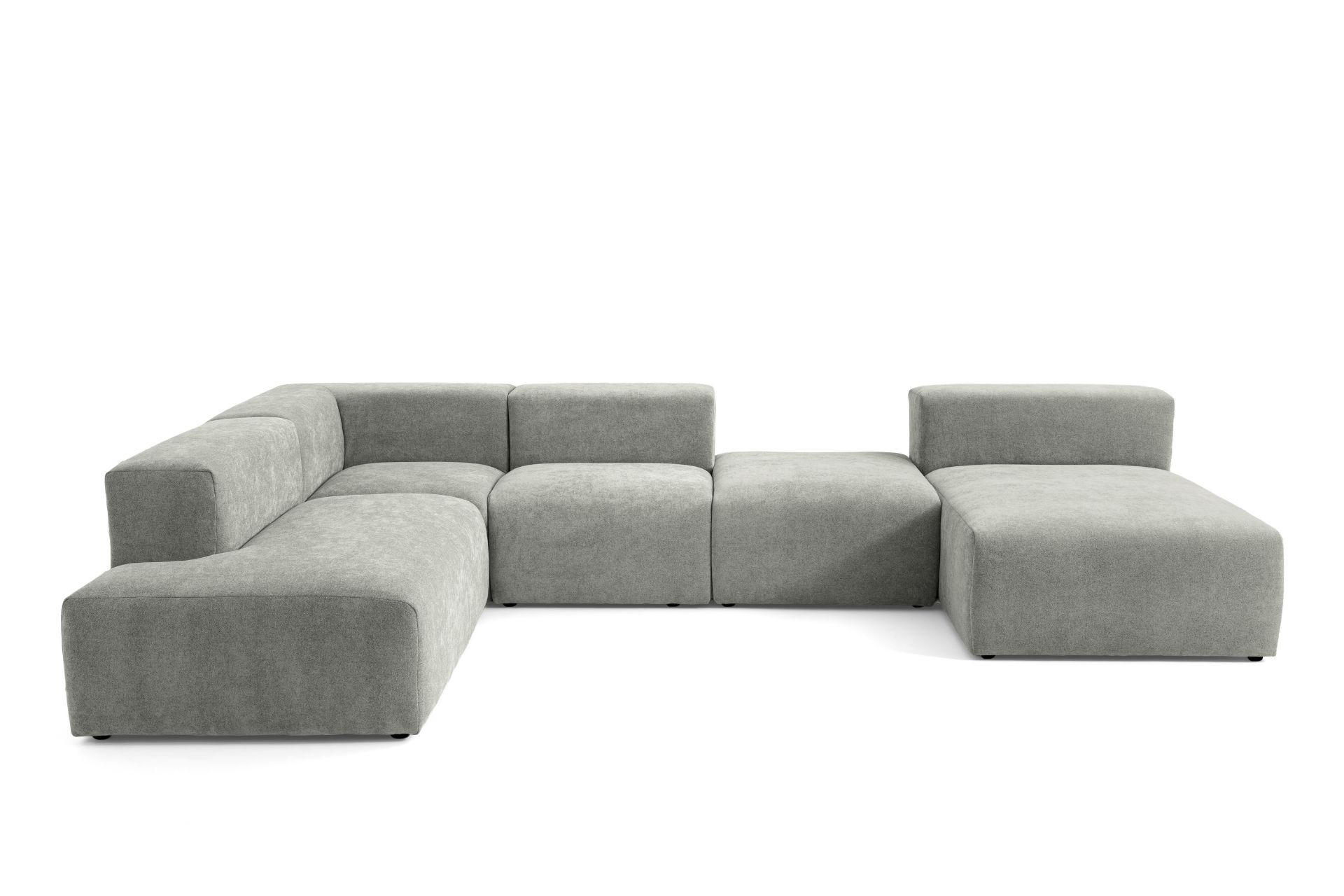 5-SITZER modulares Wohnlandschaft U XXL HEAVEN SET 6 Links, Breite 375 cm Webstoff Grau - Schwarz/Grau, Holz/Kunststoff (375/73/245cm) - Muffo