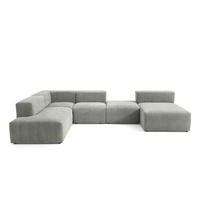 5-SITZER modulares Wohnlandschaft U XXL HEAVEN SET 6 Links, Breite 375 cm Webstoff Grau - Schwarz/Grau, Holz/Kunststoff (375/73/245cm) - Muffo