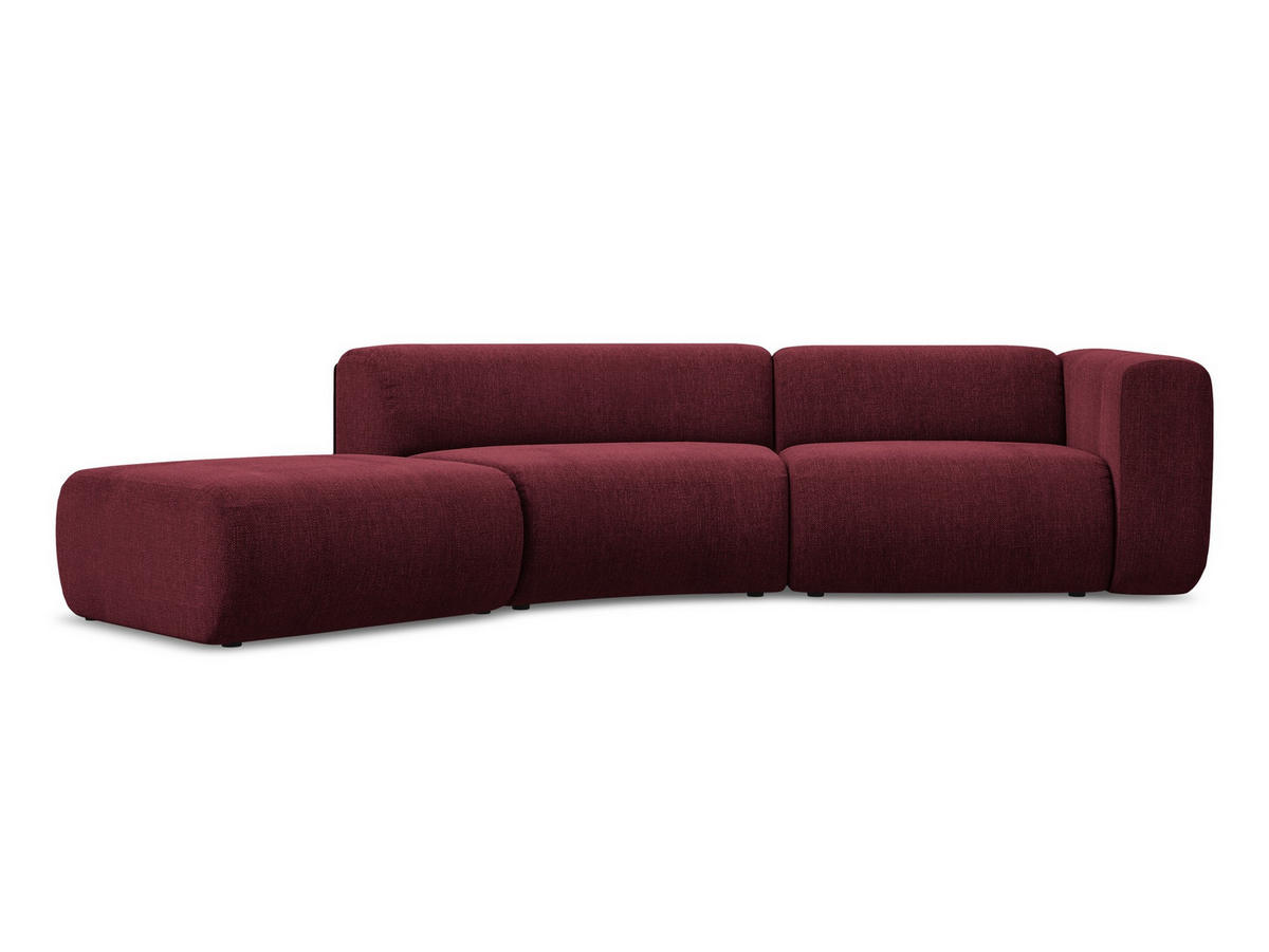 4-SITZER-SOFA Chenille Stoff Rot - Rot/Weinrot, Kunststoff/Textil (335/70/166cm) - Makamii