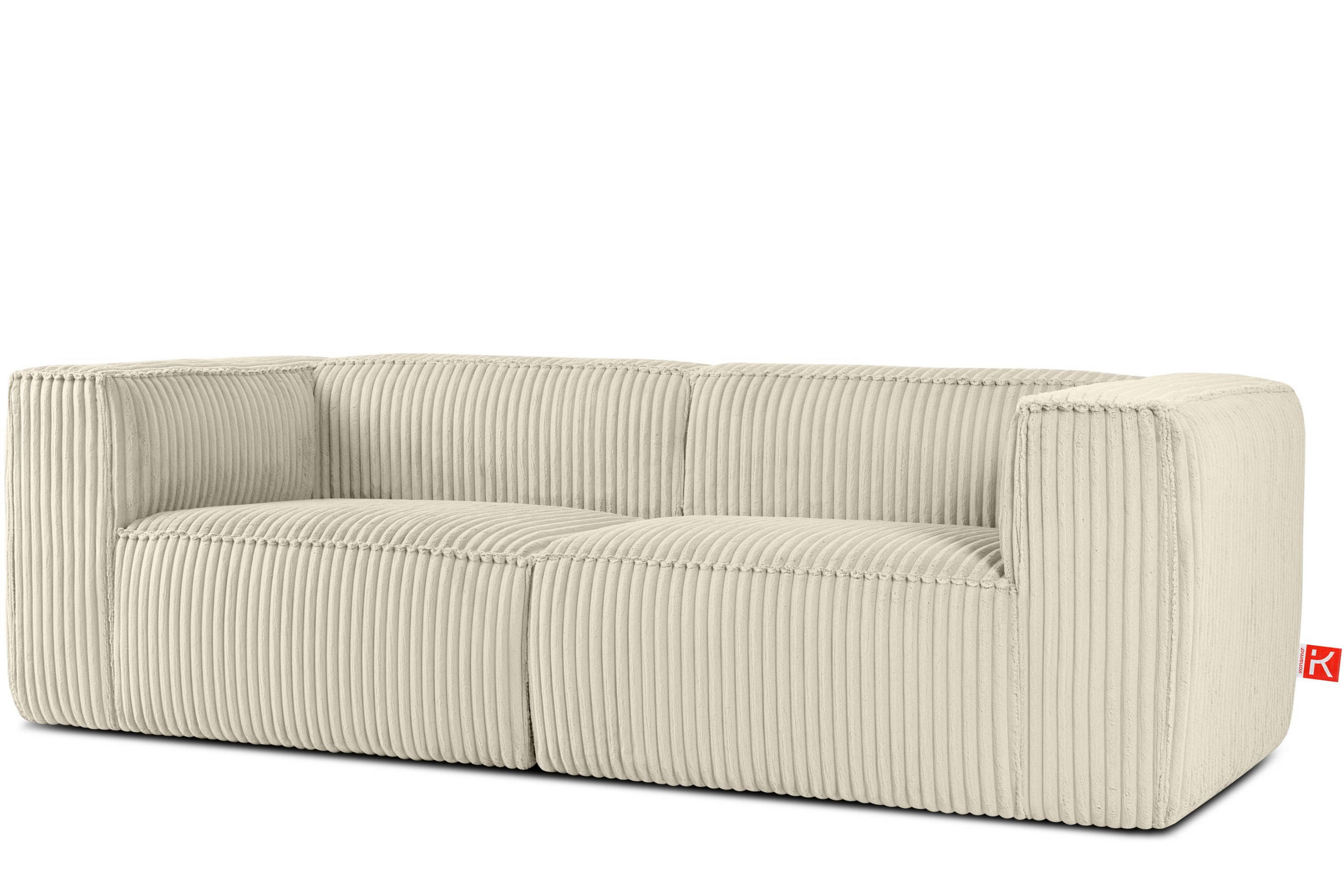 3-SITZER-SOFA FEROX Modern, Cord-Stoff, cremefarben - Creme, Textil (246/73/96cm) - KONSIMO®