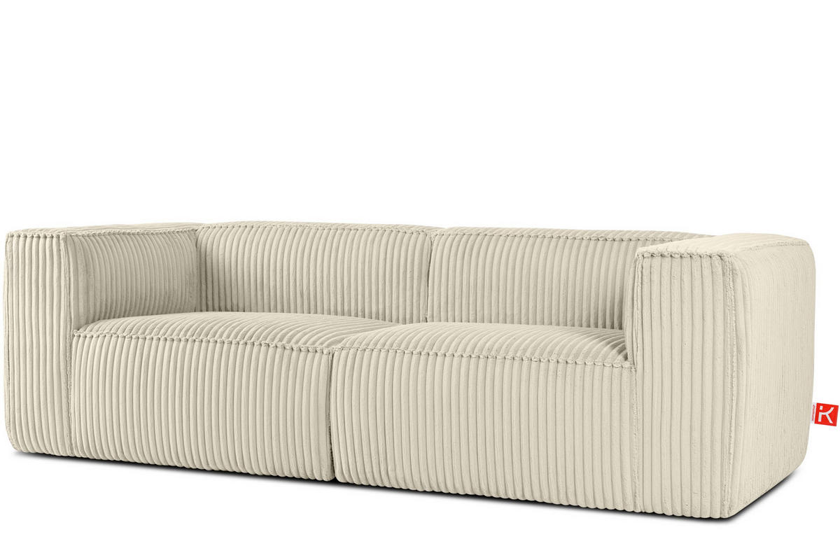 3-SITZER-SOFA FEROX Modern, Cord-Stoff, cremefarben - Creme, Textil (246/73/96cm) - KONSIMO®