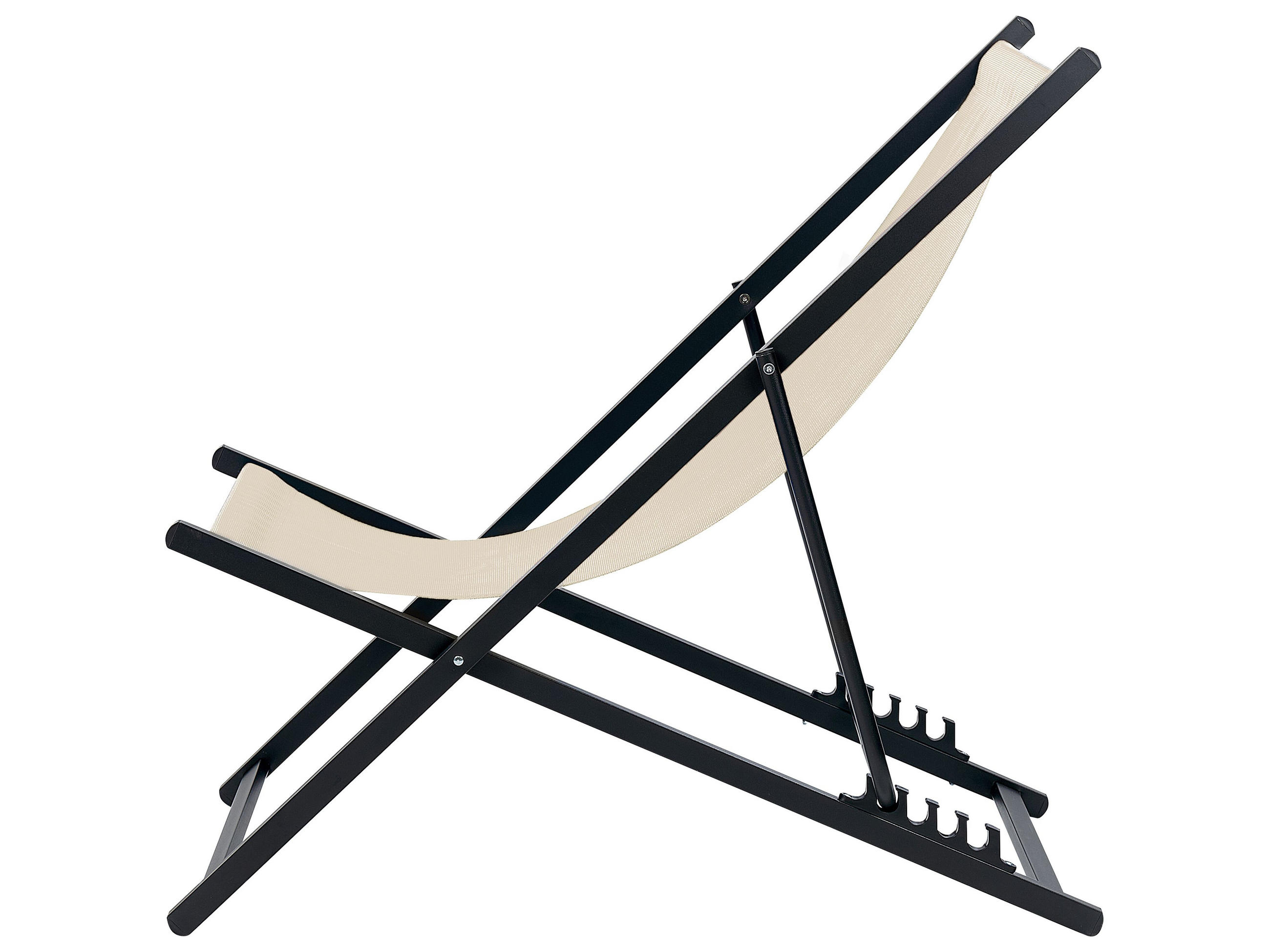 GARTENLIEGE schwarz/beige Locri II - Beige/Schwarz, Metall (60/79/95cm) - Beliani