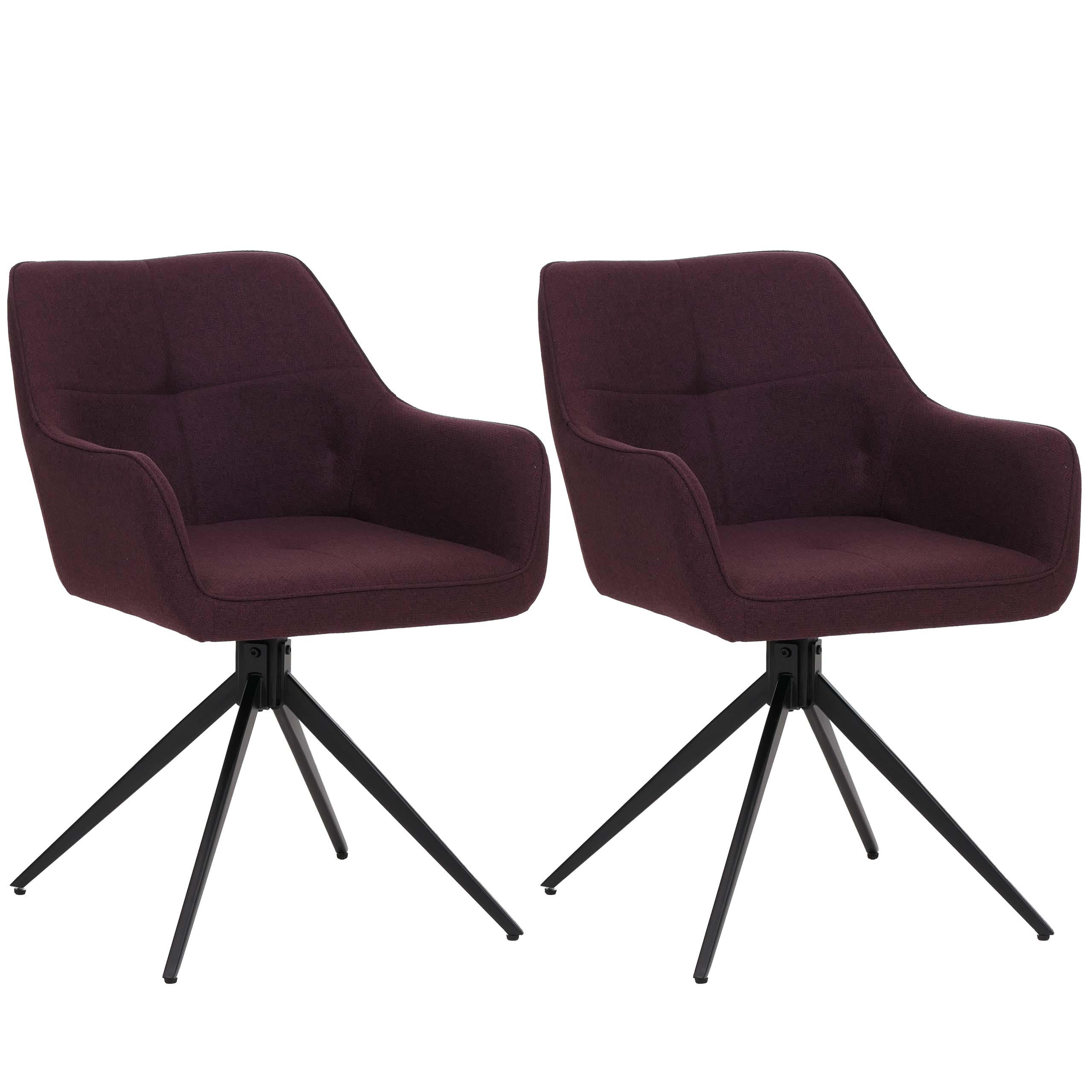 JÍDELNÍ ŽIDLE Černá, Bordeaux, sada 2 ks - bordeaux/černá, textil (53/80/59cm) - MCW