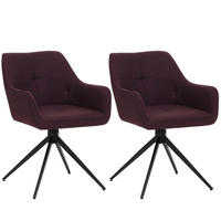 JÍDELNÍ ŽIDLE Černá, Bordeaux, sada 2 ks - bordeaux/černá, textil (53/80/59cm) - MCW