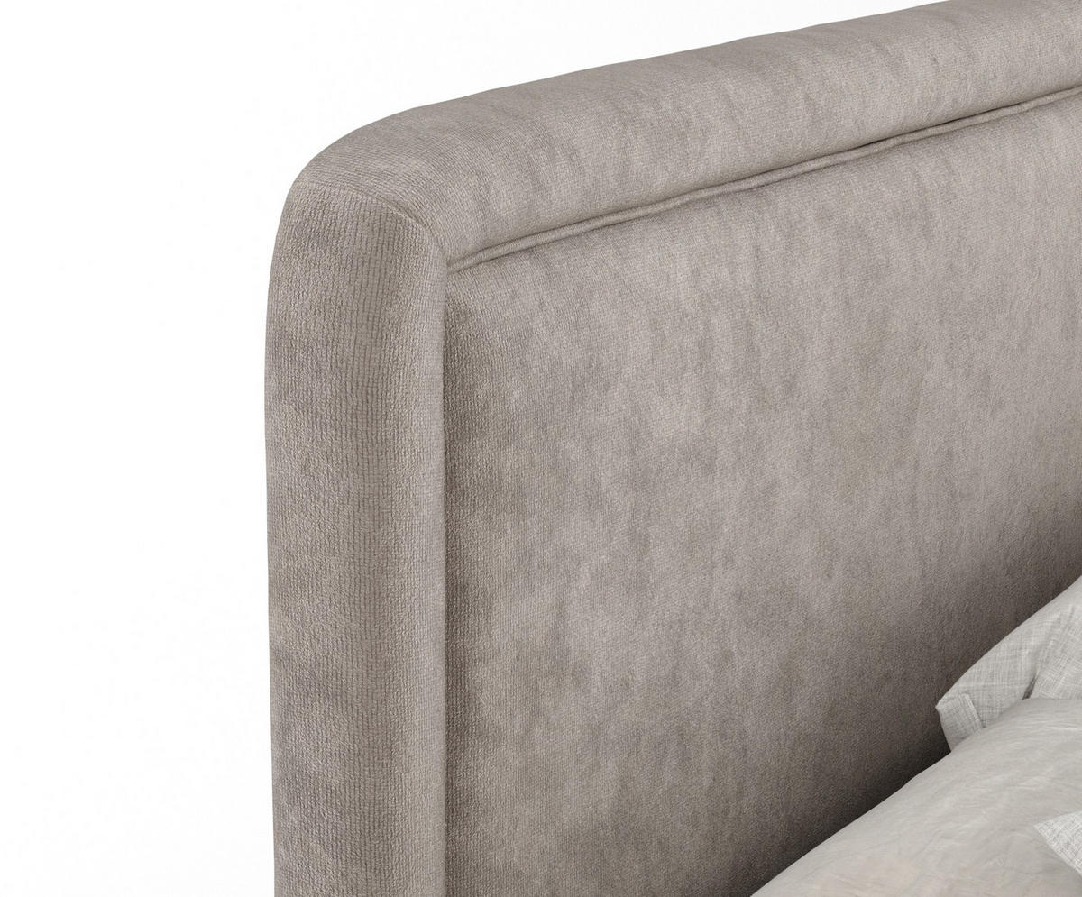 BOXBETT Salvi Taupe 160/200 cm mit Matratze und Topper - Taupe/Silberfarben, Holz/Holzwerkstoff (160/200cm) - Maison de Reve