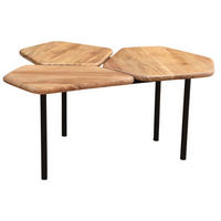 COUCHTISCH Akazie Metall 3-Platten SUZANE - Naturfarben, Holz (95/76/42.5cm) - Miliboo