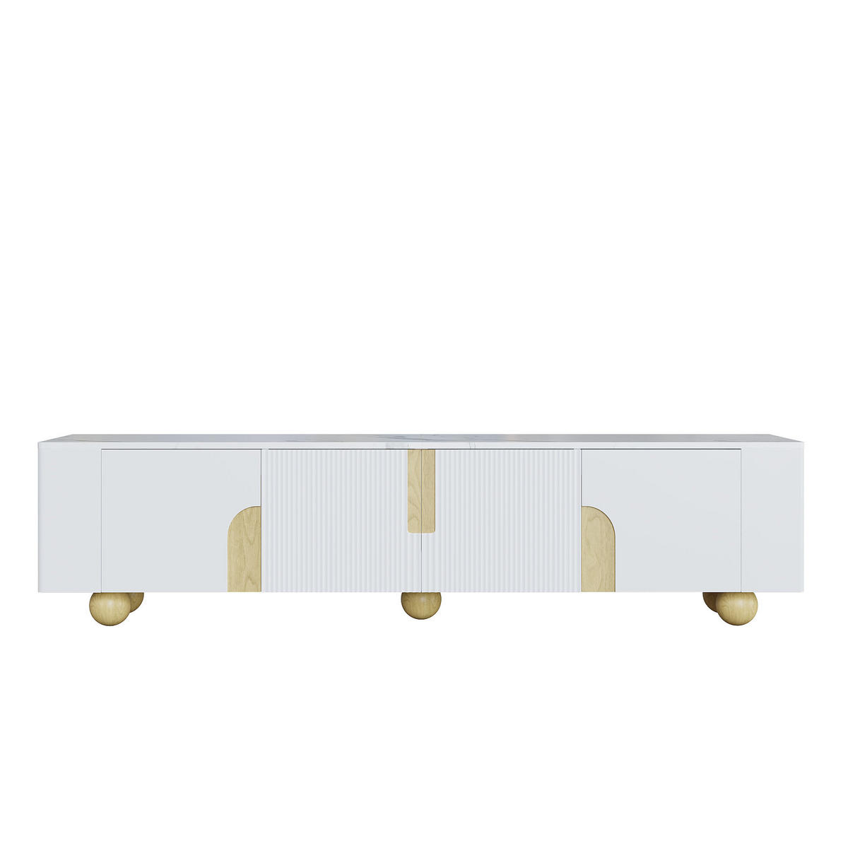 TV-SCHRANK in Weiß und Holzoptik mit 4 Türen und Marmoroptik 180/40/44 cm - Weiß, Holzwerkstoff (180/44/40cm) - Redom