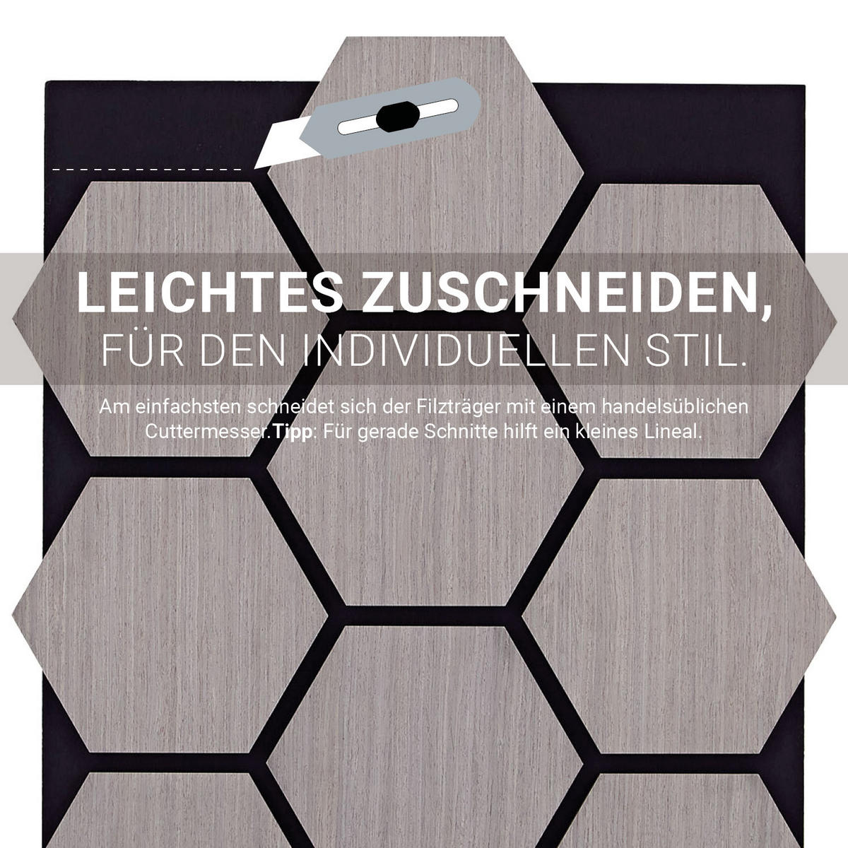 AKUSTIKPANEEL Hexagon Grau 8 Stück - Grau, Holz (62/76/2cm) - Homestyle4u