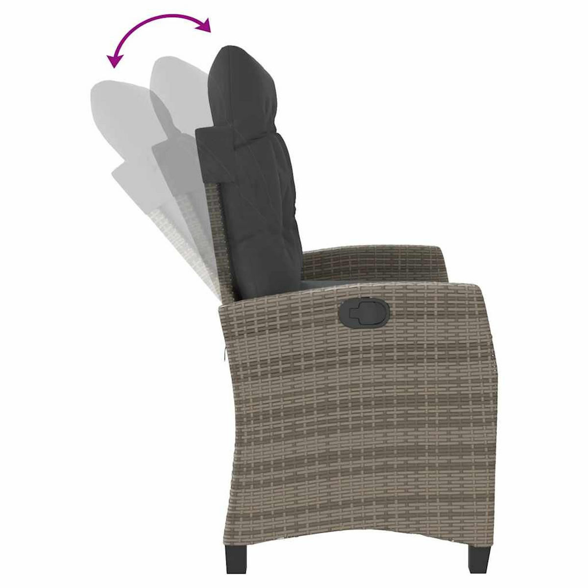 GARTENBANK Verstellbar Mit Kissen Grau Poly Rattan - Grau, Kunststoff (105/93/66cm) - vidaXL