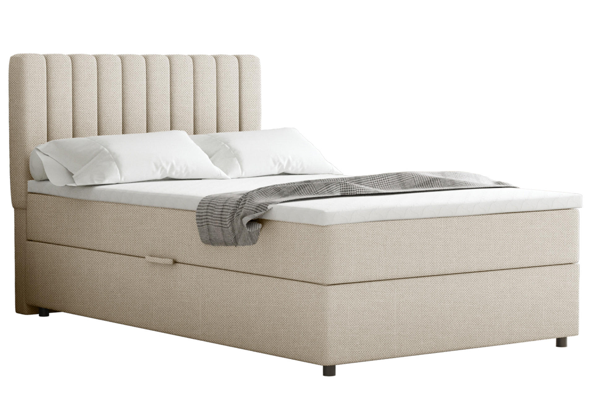 BOXBETT Everest 120 x 200 cm Einzelbett mit hochwertiger Bonell-Matratze und Topper - Beige, Holz (120/200cm) - Panda Möbel