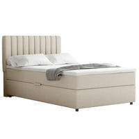 BOXBETT Everest 120 x 200 cm Einzelbett mit hochwertiger Bonell-Matratze und Topper - Beige, Holz (120/200cm) - Panda Möbel