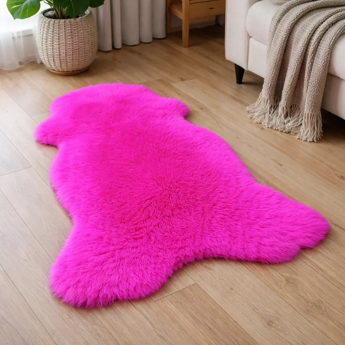 LAMMFELL Öko bunt gefärbt weich Fell Teppich Fuchsia ca. 110 cm - Magenta, Fell (60/110cm) - Provellus