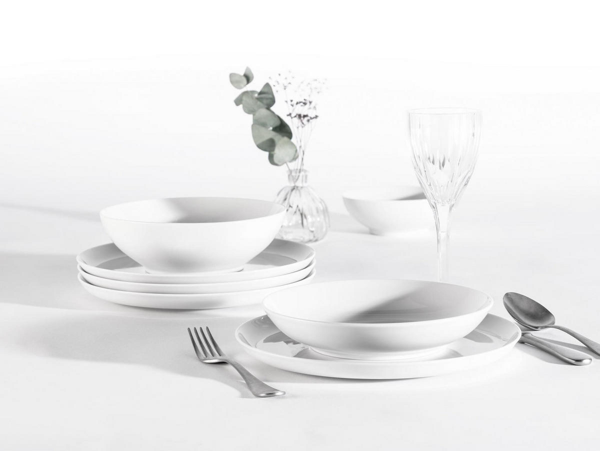 TAFELSERVICE Lido Weiß weiß 12er Set - Weiß, Keramik (32.3/23.5/32.3cm) - Seltmann Weiden