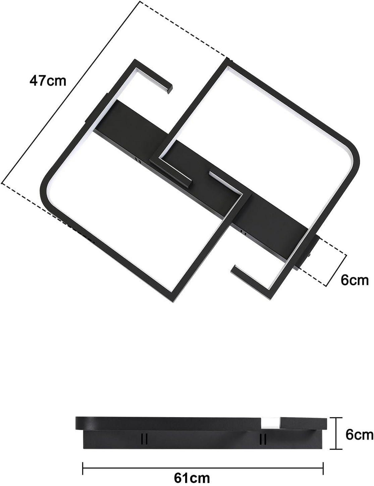 LED-DECKENLEUCHTE Carsten 61/47/6 cm - Schwarz, Metall (61/47/6cm) - Nettlife