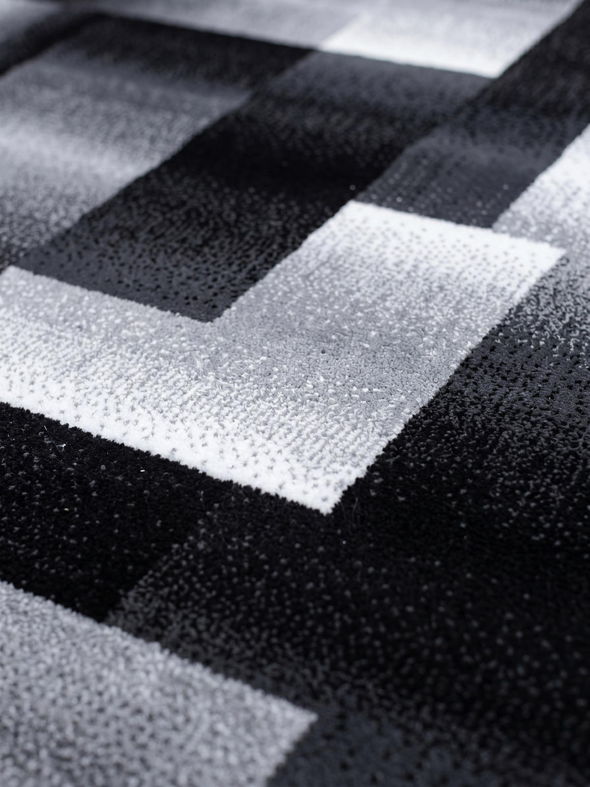 TEPPICH Kurzflor ASPEN in Schwarz, abstrakt kariert, 80 x 150 cm - Schwarz, Textil (80/150cm) - KADIMA DESIGN