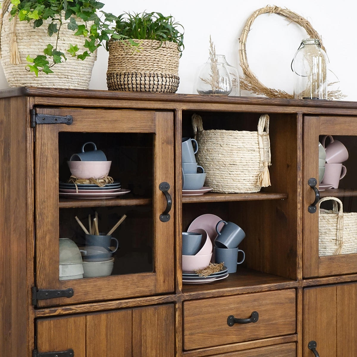 BUFFET aus Massivholz Rustyk - Dunkelbraun/Schwarz, Holz (152/129/46cm) - Seart