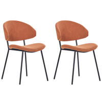 ÉTKEZŐSZÉK 2 darabos Szett Kárpit Narancssárga Kiana - narancssárga, textil/fém (50/81/59cm) - Beliani