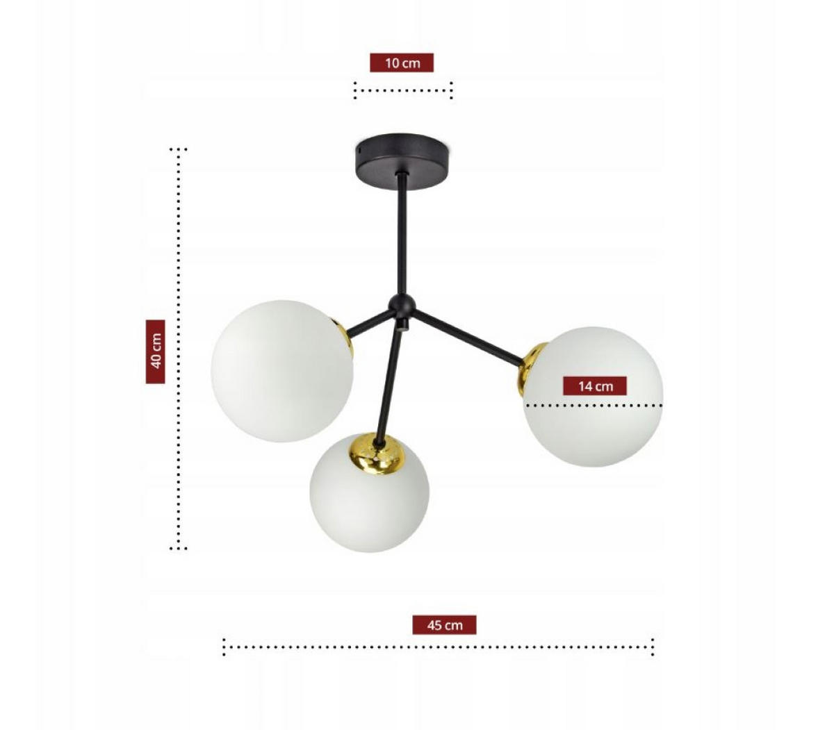 PENDELLEUCHTE Milano Spot - Goldfarben/Schwarz, Glas/Metall (45/45/40cm) - kiki design