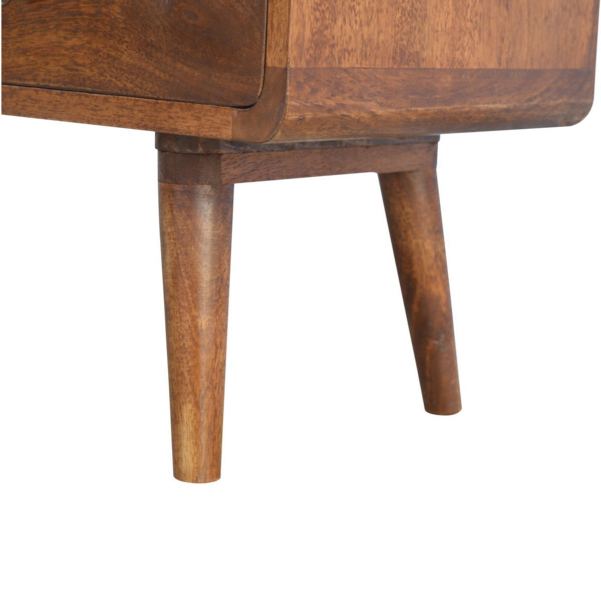 MEDIENUNIT Massives Mangoholz Gewölbte, Kastanienholz-Finish, mit 2 Schubladen - Messingfarben/Braun, Holz/Metall (90/47/35cm) - Artisan Furniture