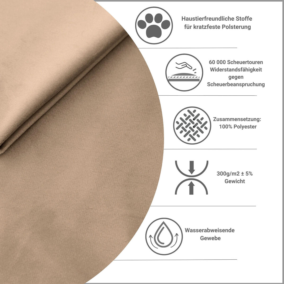 POLSTERBETT Noto Beige 160/200 cm im Samtstoff - Beige/Naturfarben, Holz/Holzwerkstoff (160/200cm) - Maison de Reve