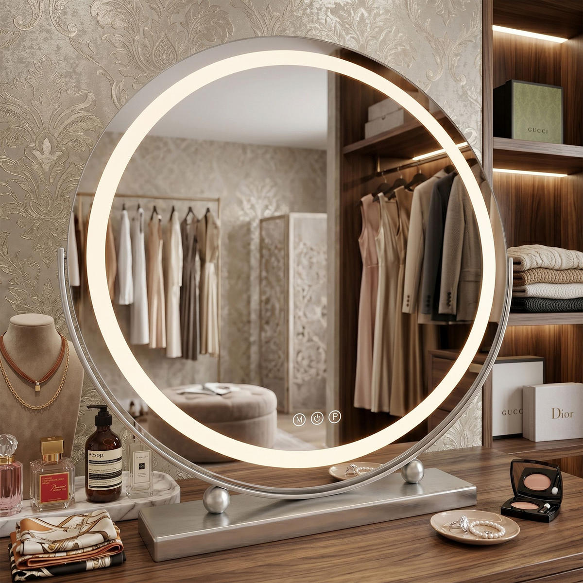 SPIEGEL Rea Led Make-up Chrome 50 Cm - Chromfarben, Glas (50/53.5/12cm) - REA