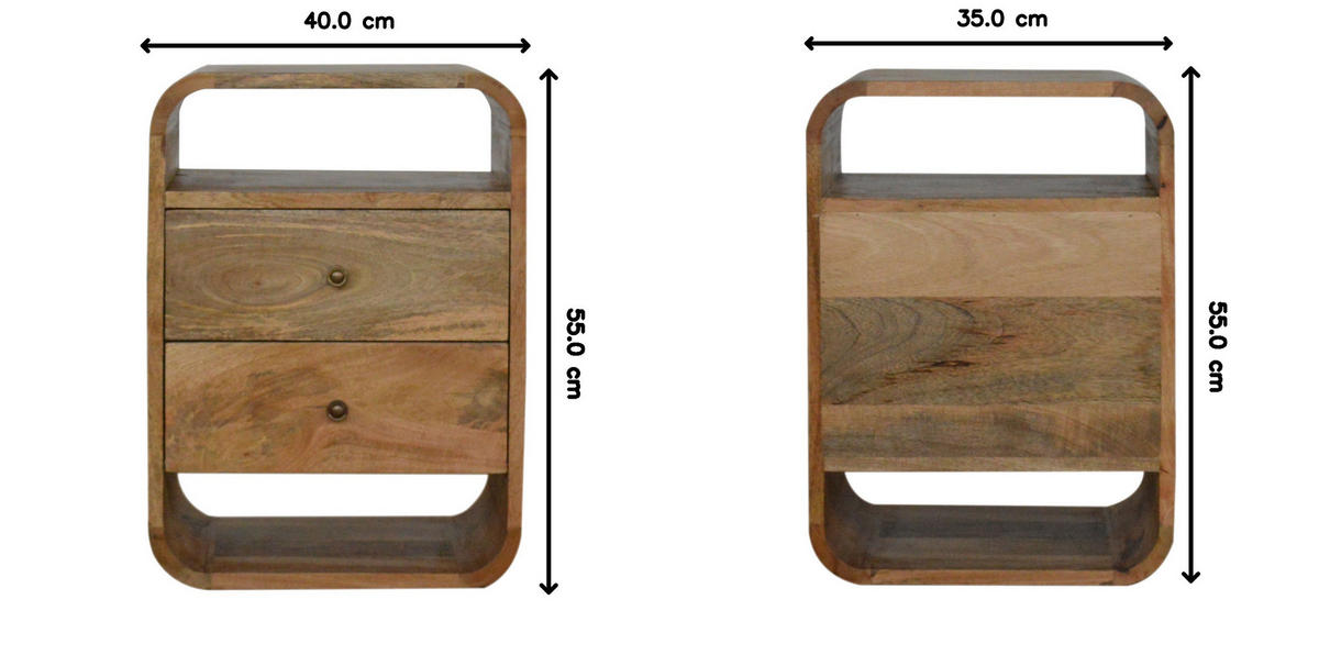 NACHTTISCH London mit 2 Schubladen, Beige - Messingfarben/Braun, Holz/Metall (40/55/35cm) - Artisan Furniture