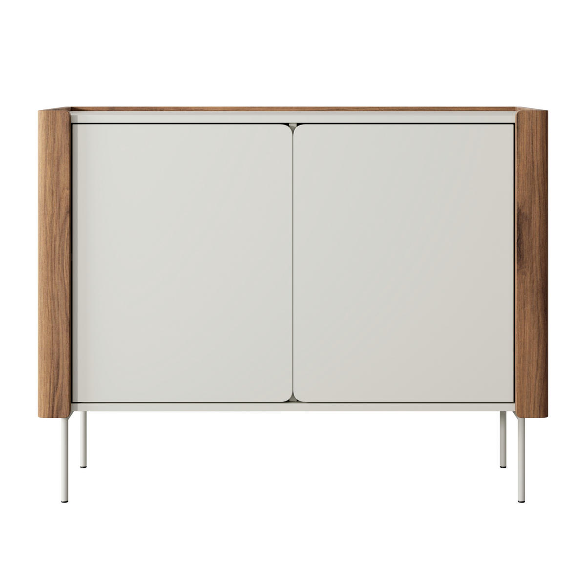 SIDEBOARD Guelph K105 – Nussbaum, Kaschmir, Zweitüriger - Kaschmir/Beige, Glas/Holzwerkstoff (105/82/39cm) - Komodee