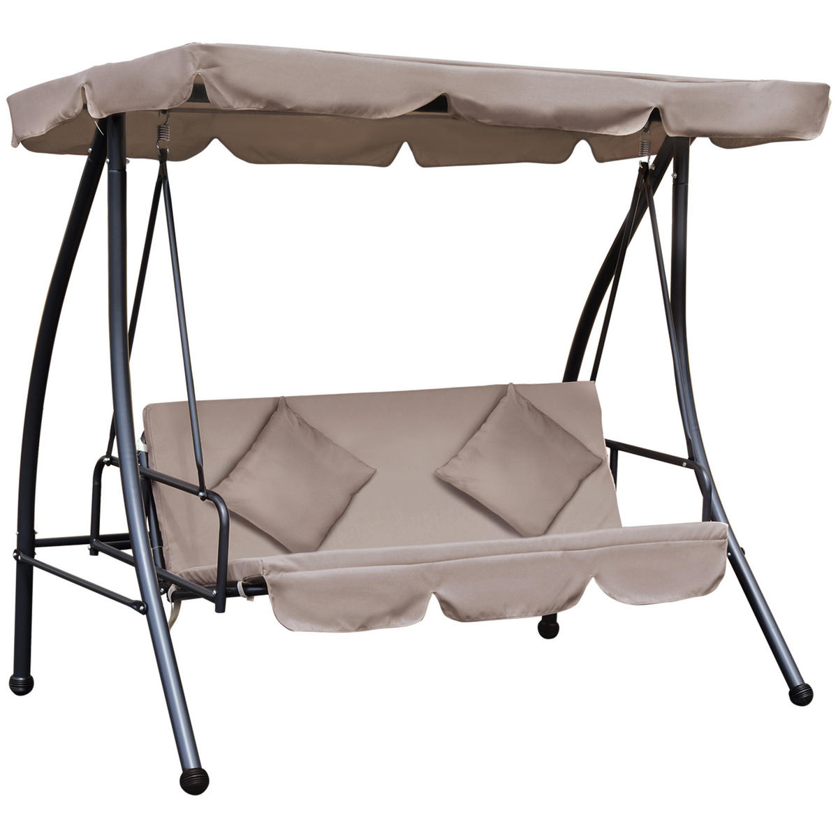 HOLLYWOODSCHAUKEL 3-Sitzer mit Liegefunktion - Beige, Metall (125/170/200cm) - Outsunny