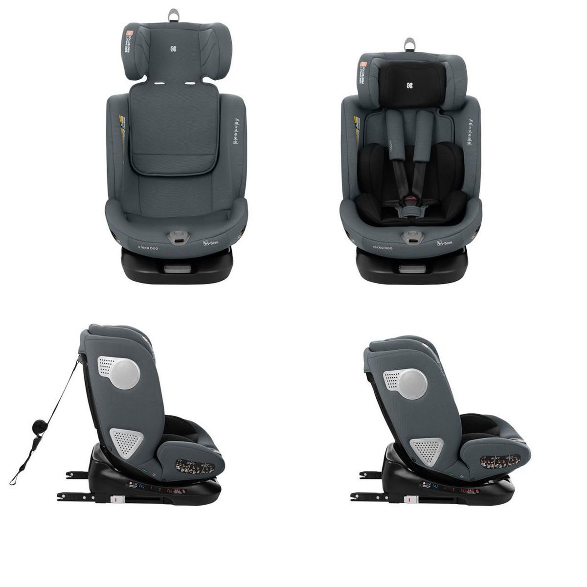 KINDERSITZ i-Moove i-Size grau (40-150cm) Isofix 360-Grad-Drehung Kopfstütze - Grau, Kunststoff (45/59/49cm) - Kikka boo