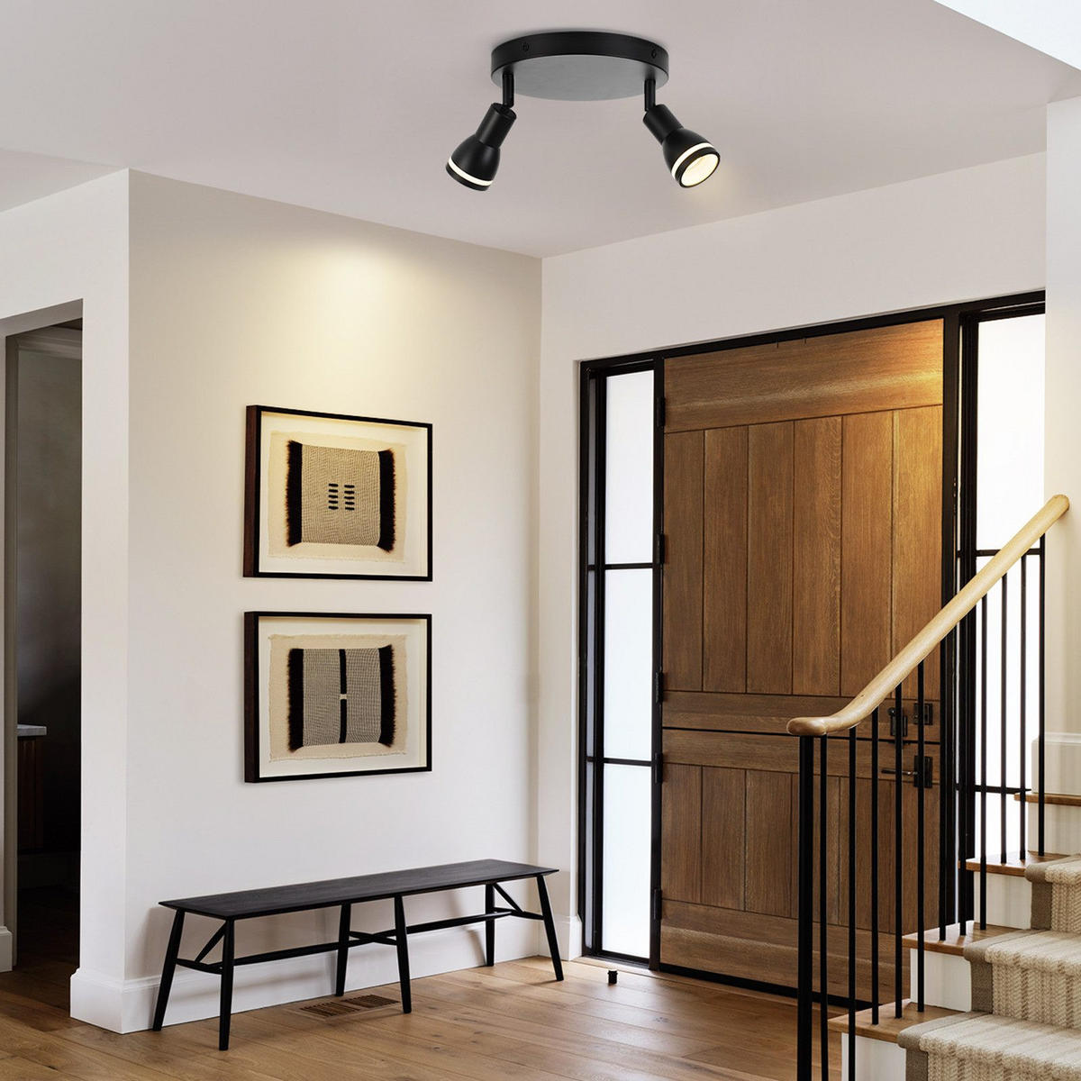 DECKENLEUCHTE Frieden 20/20/15.7cm - Schwarz, Metall (20/20/15.7cm) - ZMH