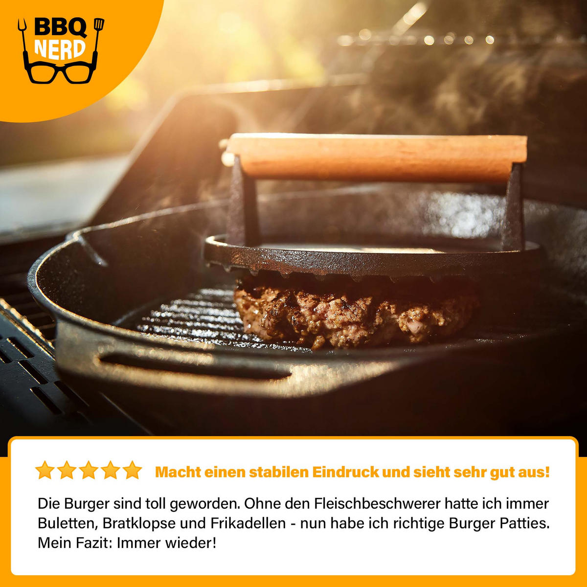 FLEISCHBESCHWERER Gusseisen 18cm rund - Schwarz, Metall (19/9/19cm) - BBQ Nerd