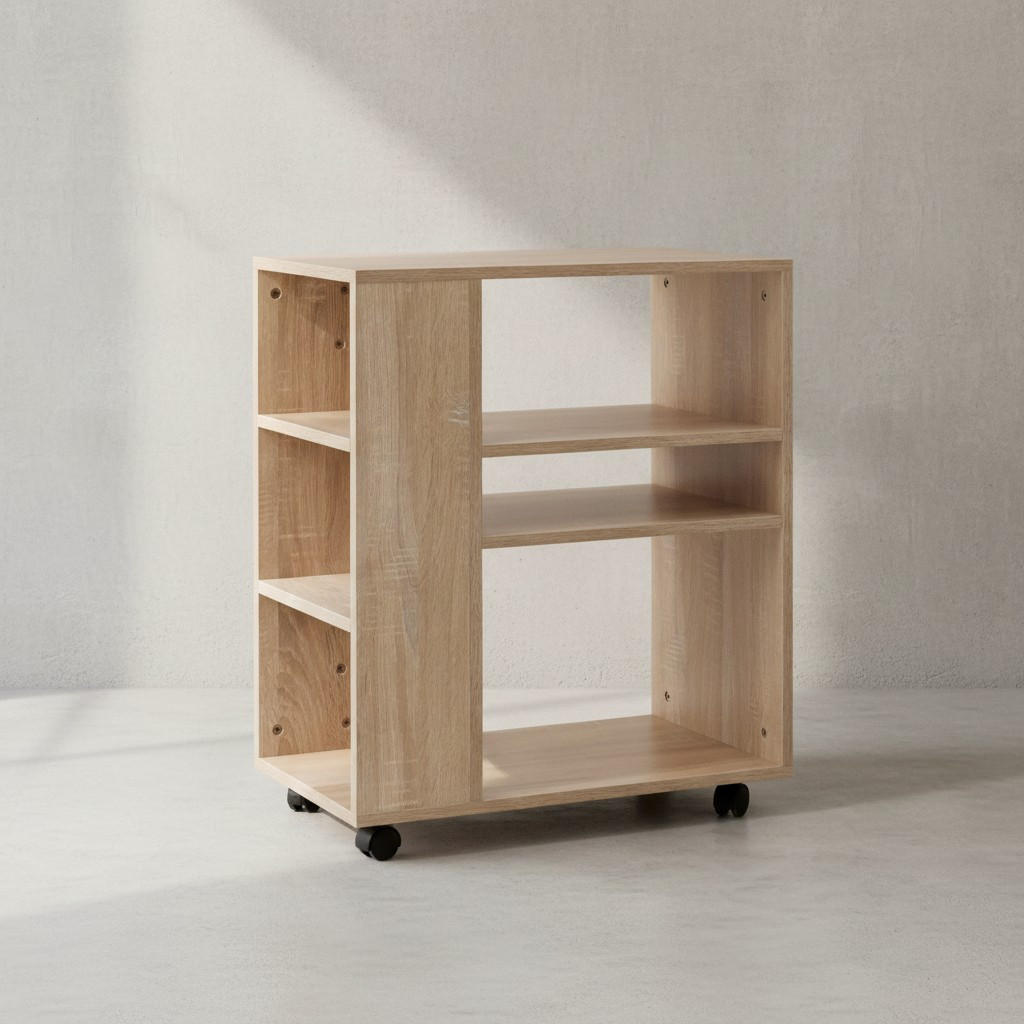 REGAL Multifunktional Mit Rollen Modern BRENTA, Beige 60x35x75 cm - Beige, Holz/Kunststoff (60/75/35cm) - KADIMA DESIGN
