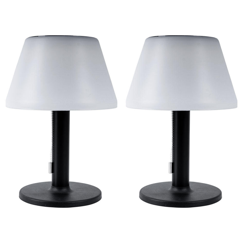 LED AUSSENLEUCHTE Solar Tischlampe Schwarz Weiß 2er Set - Schwarz, Metall (20/20/28cm)