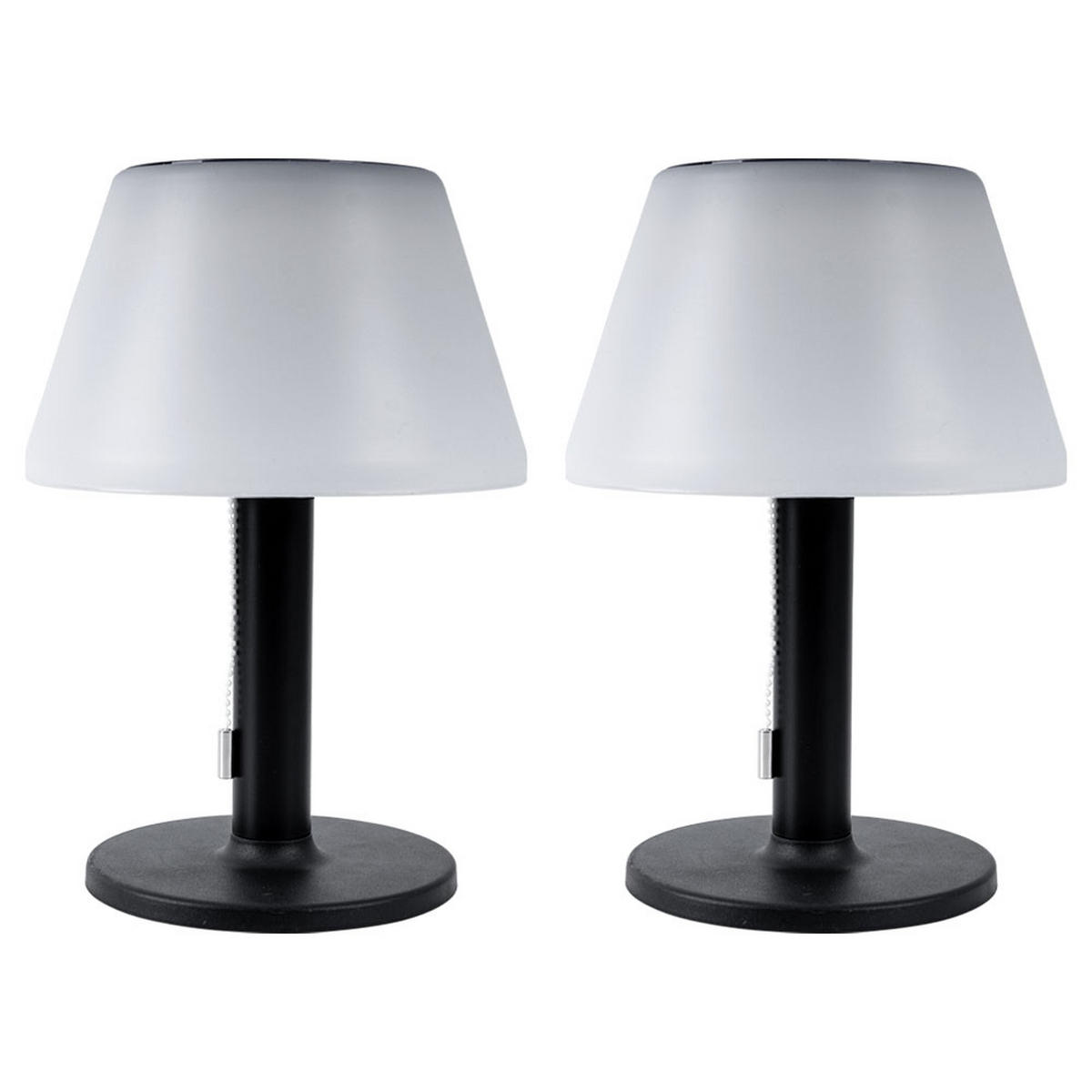 LED AUSSENLEUCHTE Solar Tischlampe Schwarz Weiß 2er Set - Schwarz, Metall (20/20/28cm)