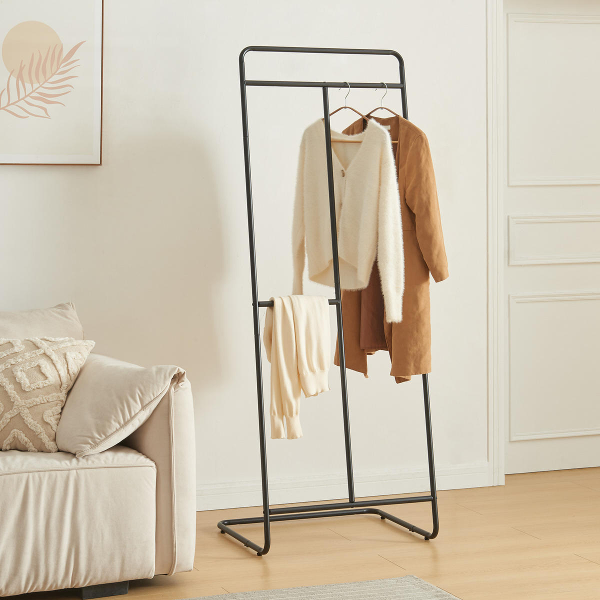 KLEIDERSTÄNDER Sandviken - Schwarz, Metall (63/166/48cm) - [en.casa]