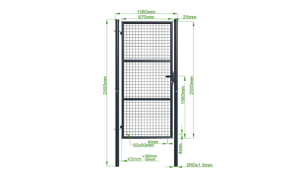 ZAUNTOR Olga grau 1m H.200cm Metall - Grau, Metall (106/206cm) - Casanoov