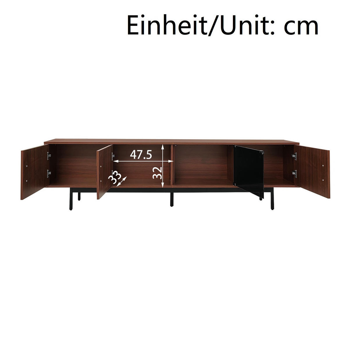 TV-SCHRANK in Schwarz und Walnussbraun mit LED-Leiste 200/35/53 cm - Walnussfarben, Holzwerkstoff (200/53/35cm) - Redom