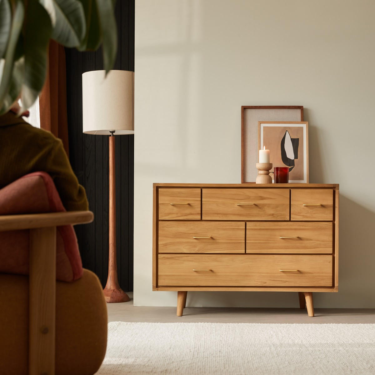KOMMODE Kort Natur aus Teak - Naturfarben, Holz (110/79/50cm) - Tikamoon