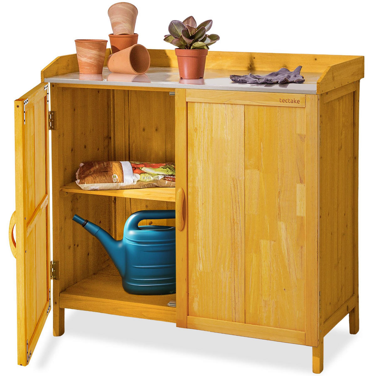 PFLANZTISCH Vita, 98 x 48 x 95 cm, braun - Braun, Holz (98/48/95cm) - tectake