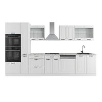 KUHINJSKI BLOK R-Line Seoska Bijela / Bijela 350 cm s visokim ormarićem, bez radne ploče - bijela, drvni materijal (350/206.8/46cm) - Vicco