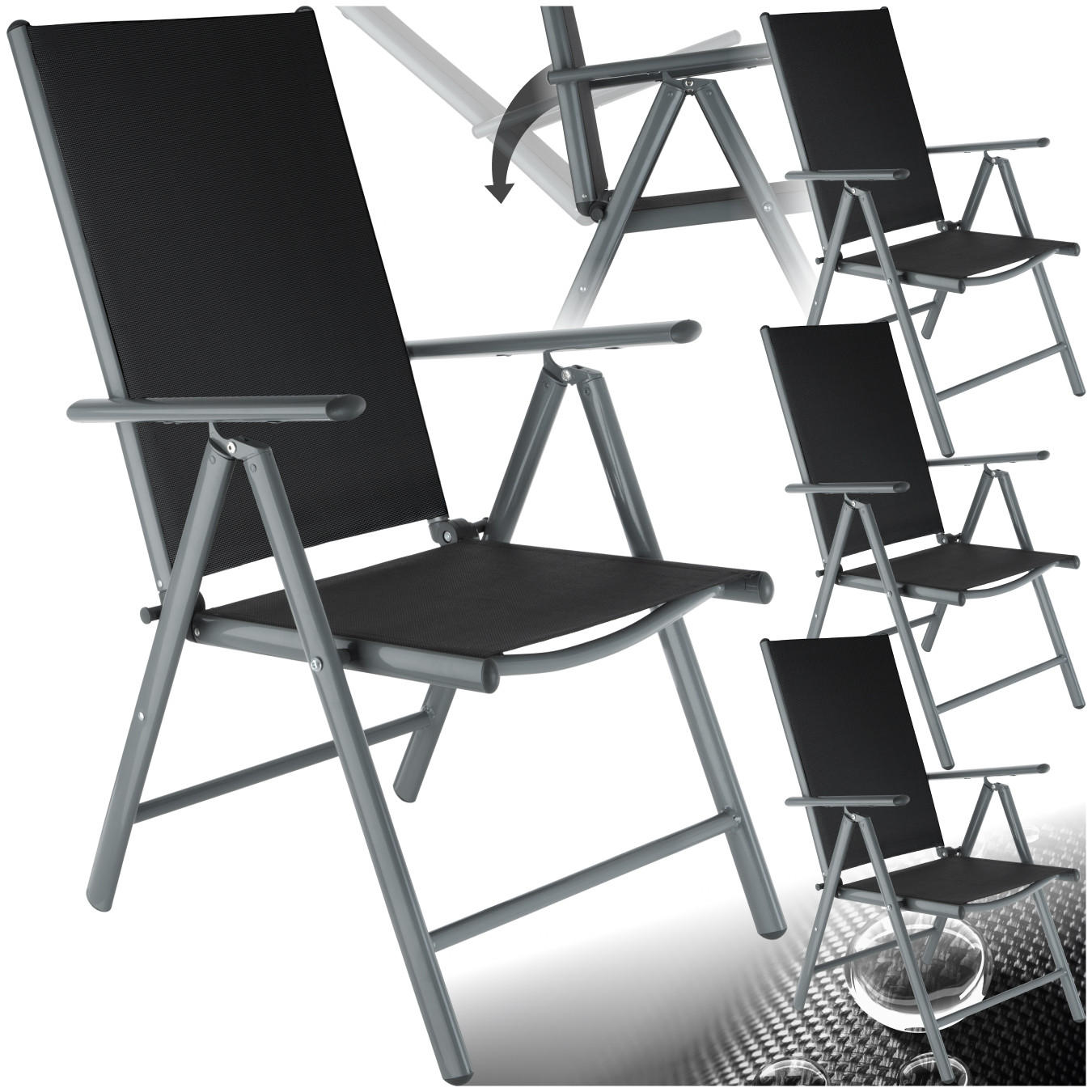 GARTENSTUHL 4er Set Marilena, 67 x 56 x 105 cm,anthrazit - Anthrazit, Metall (56/105/67cm) - tectake