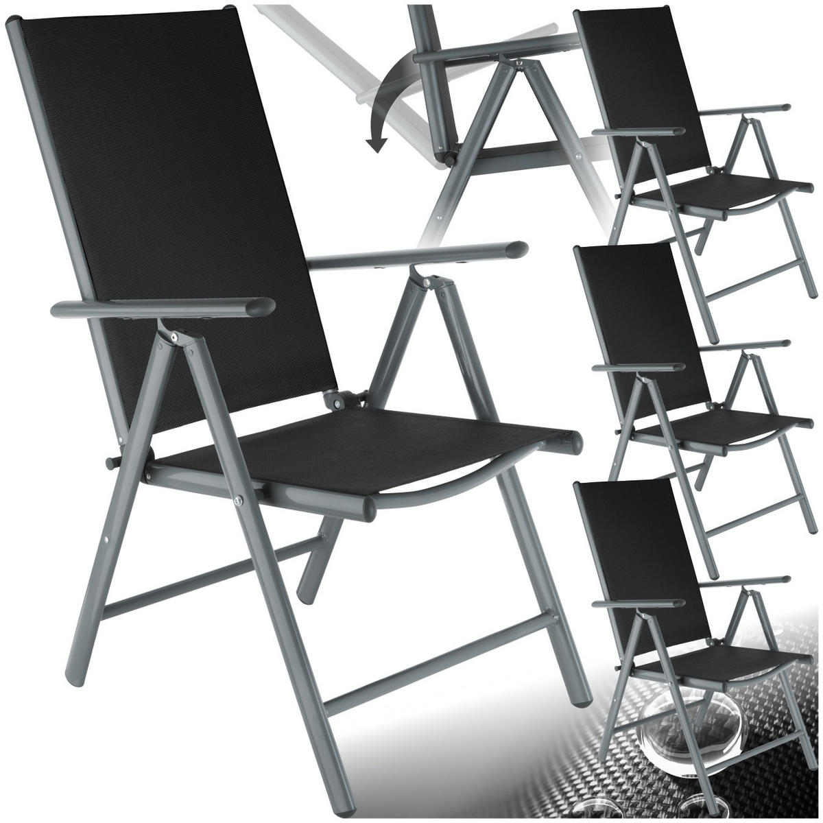 GARTENSTUHL 4er Set Marilena, 67 x 56 x 105 cm,anthrazit - Anthrazit, Metall (56/105/67cm) - tectake