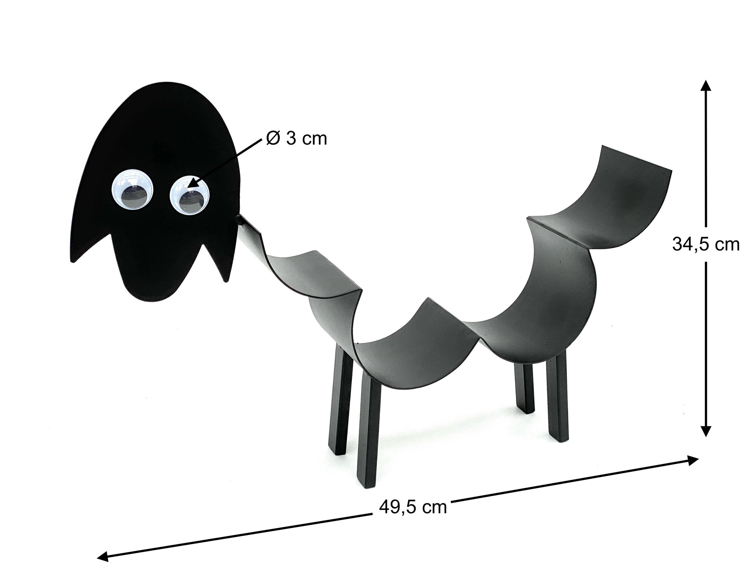 HANDTUCHHALTER Schwarz Metall Schaf mit Wackelaugen - Schwarz, Metall (50/32/10cm) - DanDiBo