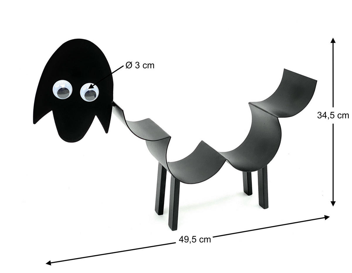 HANDTUCHHALTER Schwarz Metall Schaf mit Wackelaugen - Schwarz, Metall (50/32/10cm) - DanDiBo