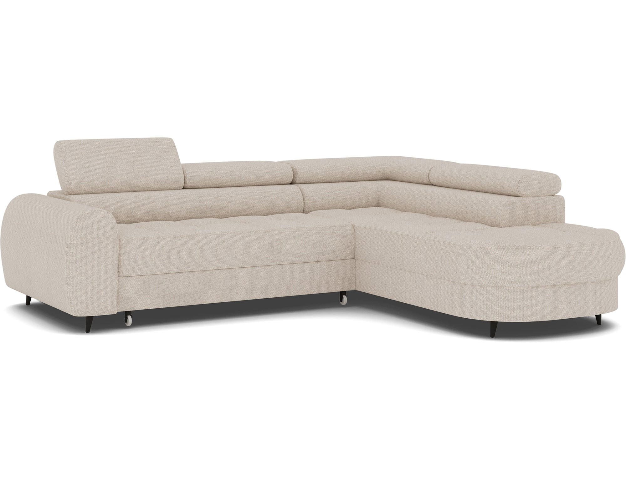 ECKSOFA Vesteria mit Schlaffunktion und Bettkasten – Modernes Design, verstellbare Kopfstützen und hoher Sitzkomfort - Beige, Kunststoff (279/72cm) - Wohnideebilder