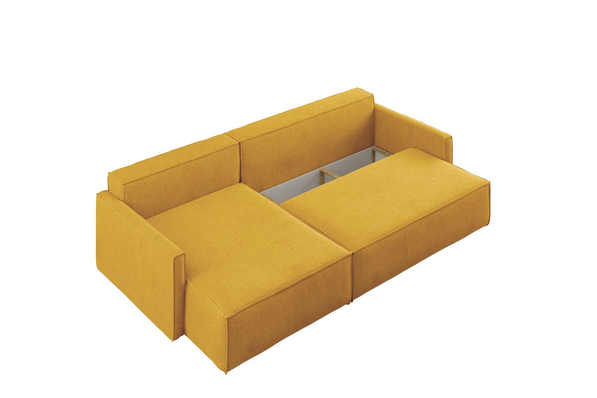 SCHLAFSOFA Carlos L-Form, Ecksofa Mit Bettkasten Und Schlaffunktion Stoff Salvador Rechts Gelb - Gelb, Holz/Textil (250/83/142cm) - Kaiser Möbel
