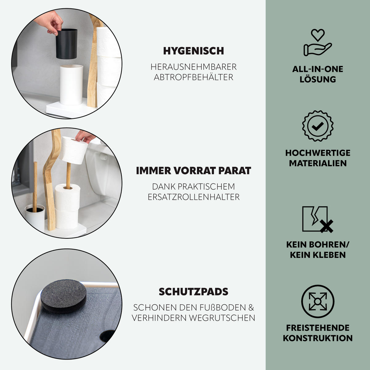 STAND-WC-GARNITUR 4IN1, weiß - Weiß, Holz (30/80/20cm) - eluno