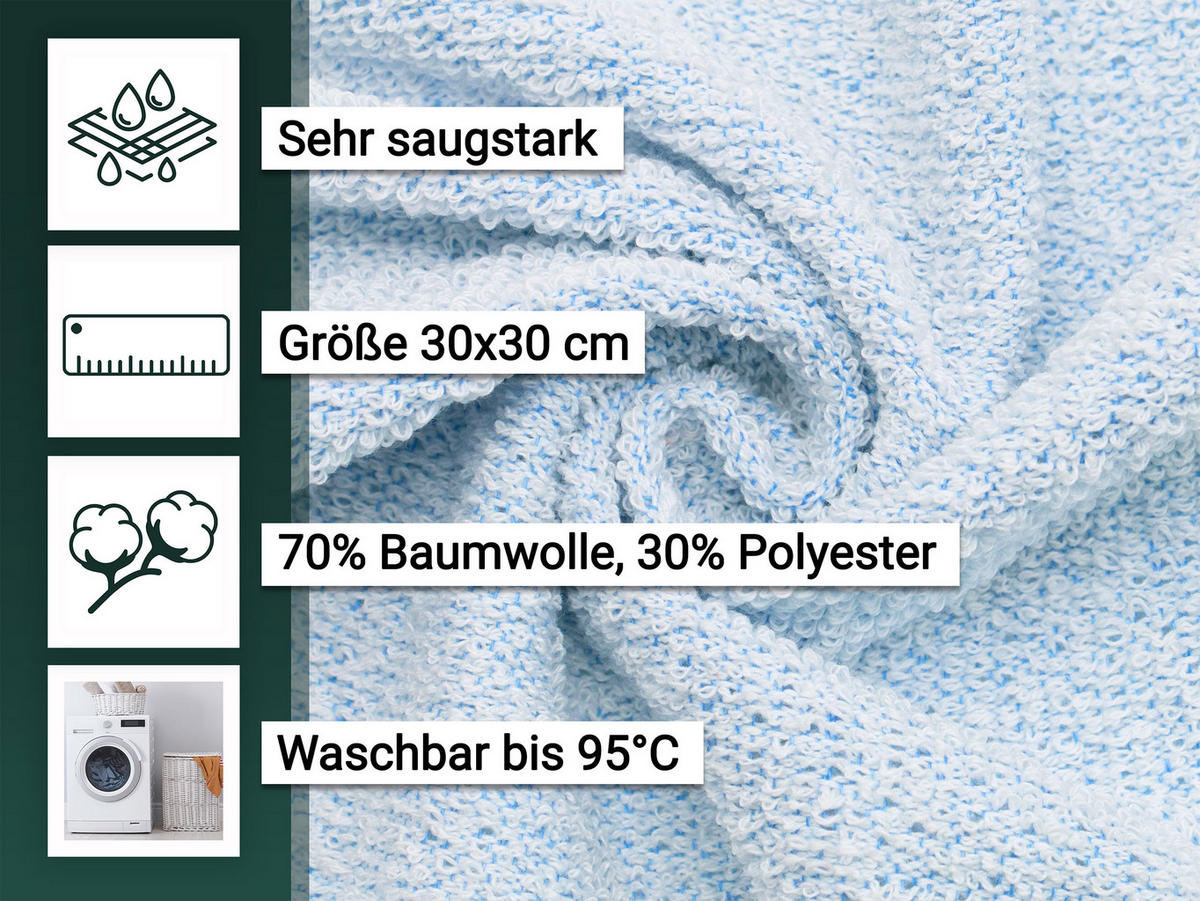 SEIFTÜCHER, 10er-Set, 30x30 cm, 70% Baumwolle, 30% Polyester - Blau, Textil (30/30cm) - Zollner